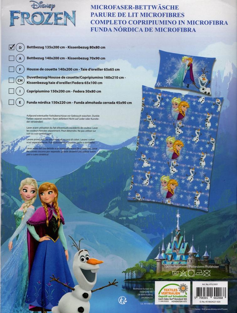 Bettwäsche Frozen - Olaf, Anna und Elsa - 135 x 200 cm - Mikrofaser - Eiskönigin